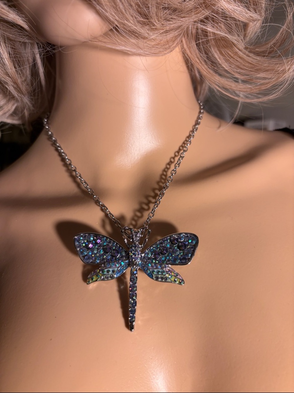 Kirks Folly Iridescent Blue-Green Dragonfly Pin and/or Necklace